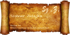 Szohner Zulejka névjegykártya